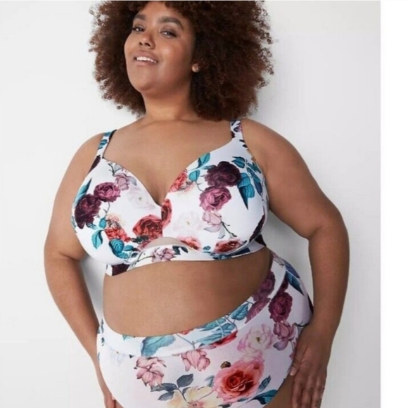 Cacique Other - NWT Cacique Comfort Bliss Lightly Lined Full Coverage White Floral Bra 44DDD